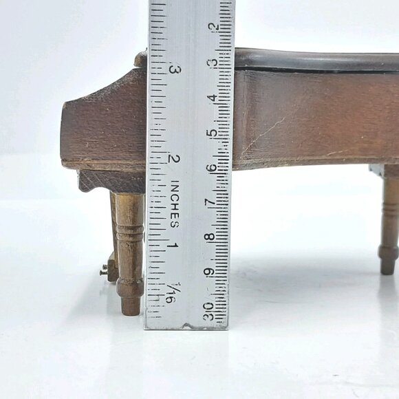 Miniature Grand Piano & Bench Walnut Furniture Doll House Vintage Wooden - Picture 10 of 14